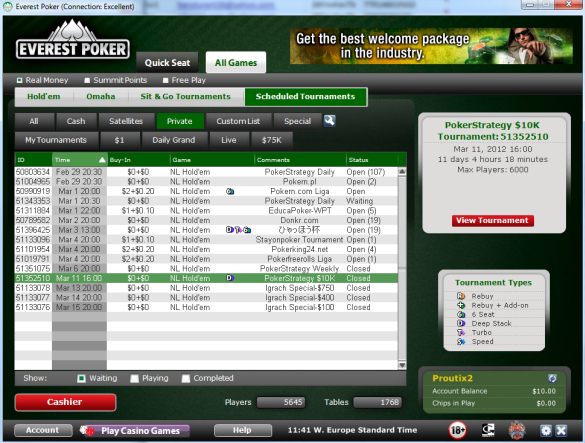 Freeroll z pulą 10 000 $ na Everest Poker