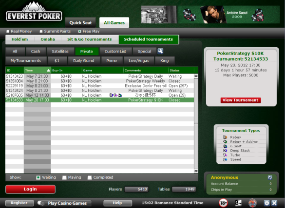 Freeroll na Everest Poker