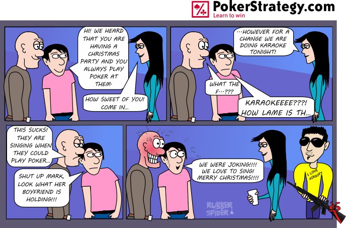 Grappige pokercartoon Karaoke