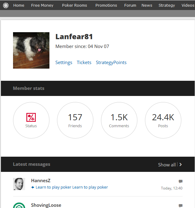 The new profile page The new profile page