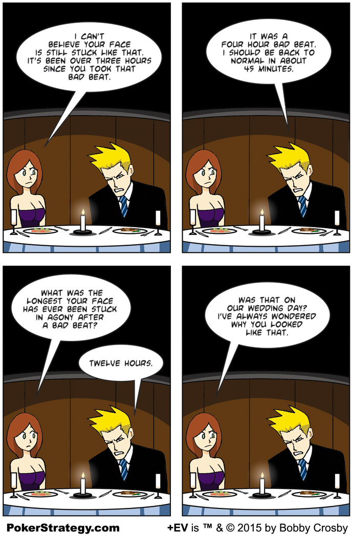 Grappige pokercartoon Bad Beat