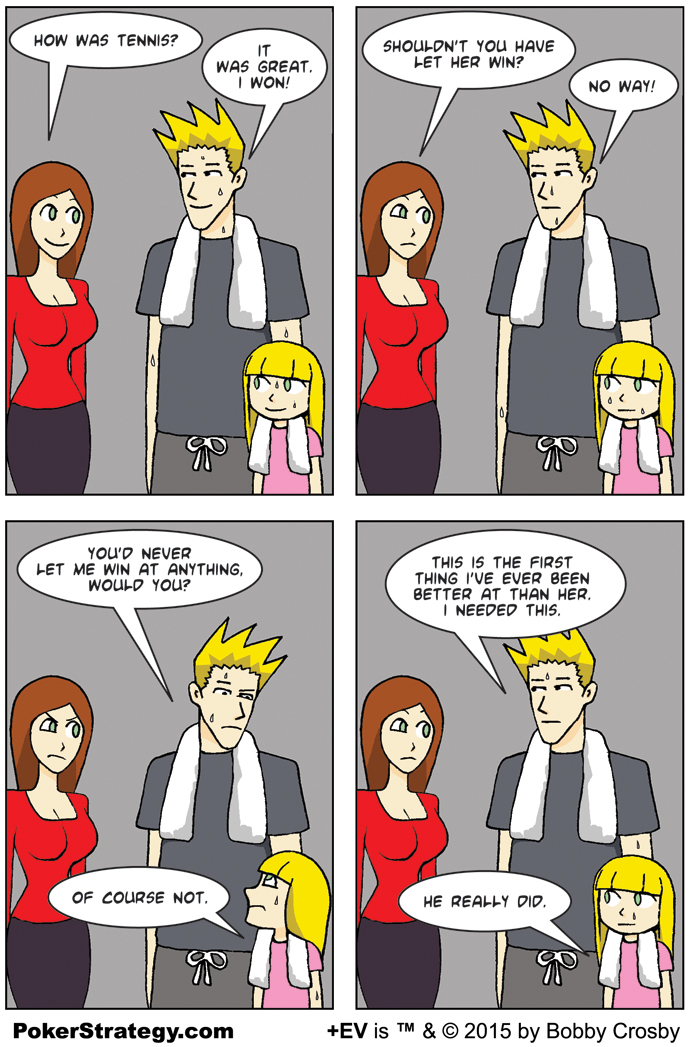 Grappige pokercartoon Win