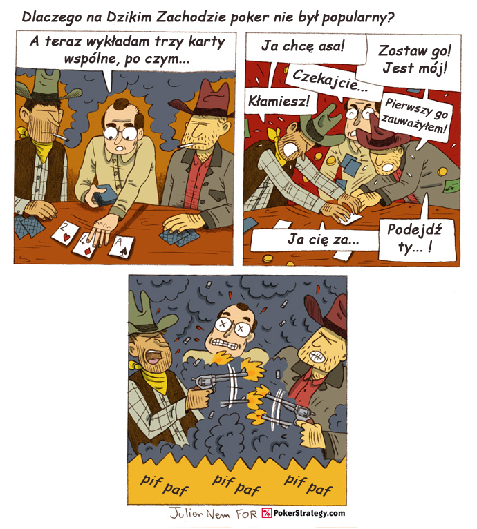 Śmieszny Pokerowy Komiks Kowboje