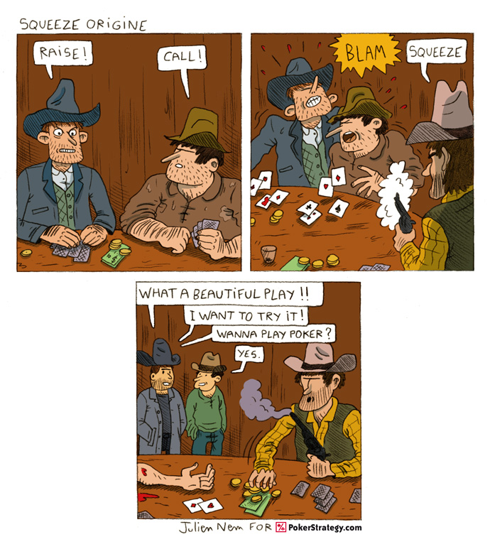 Grappige pokercartoon Squeeze