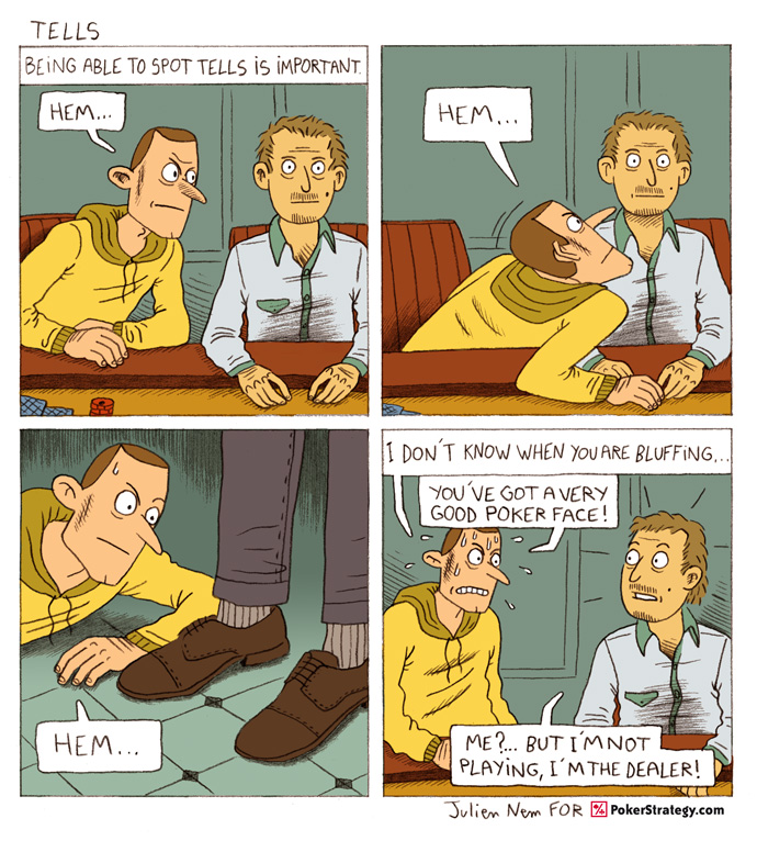 Grappige pokercartoon Tells