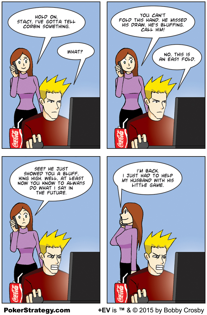 Grappige pokercartoon Bluff