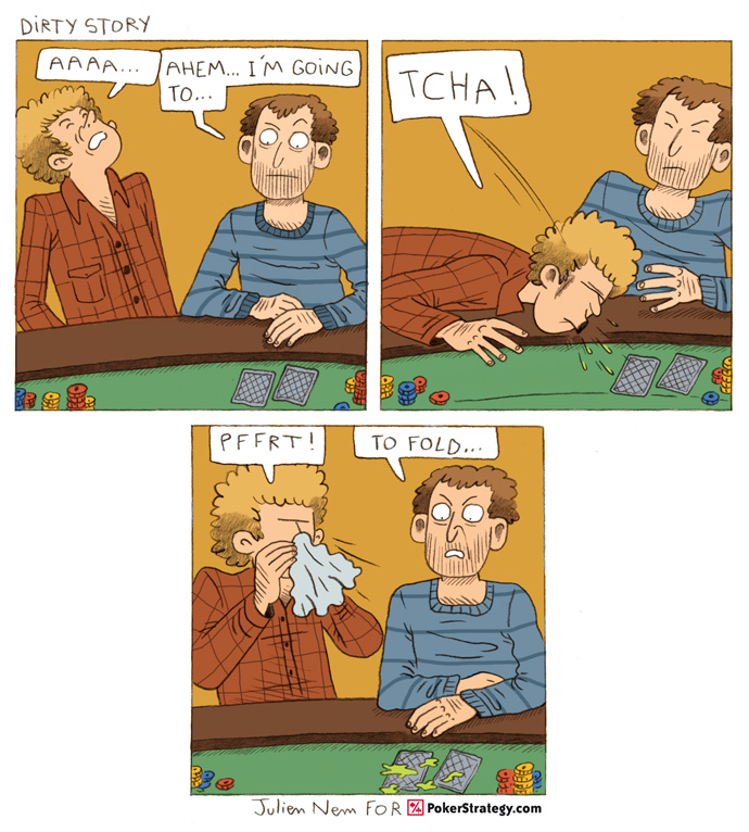 Grappige pokercartoon Fold