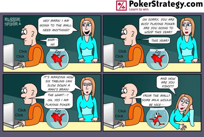 Lustige Pokercartoons Multitabling