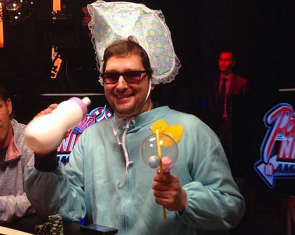 Hellmuth dressed as baby