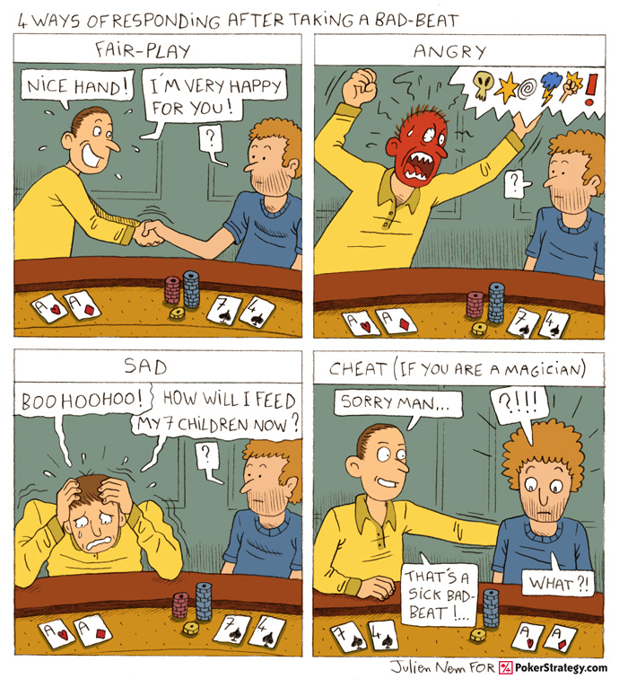 Grappige pokercartoon Bad beat