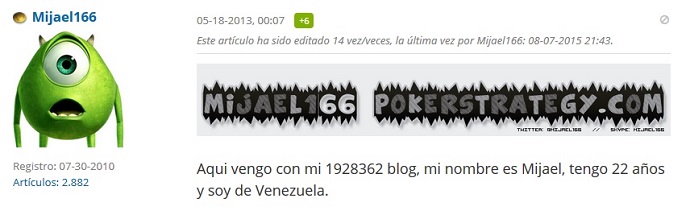 Mijael166 PokerStrategy blog