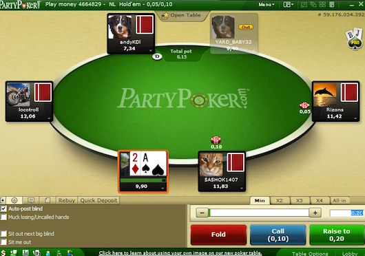PartyPoker table