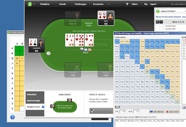oblioo vs pokersnowie oblioo challenges PokerSnowie in cash game action