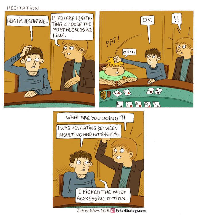 Lustige Pokercartoons Hesitation