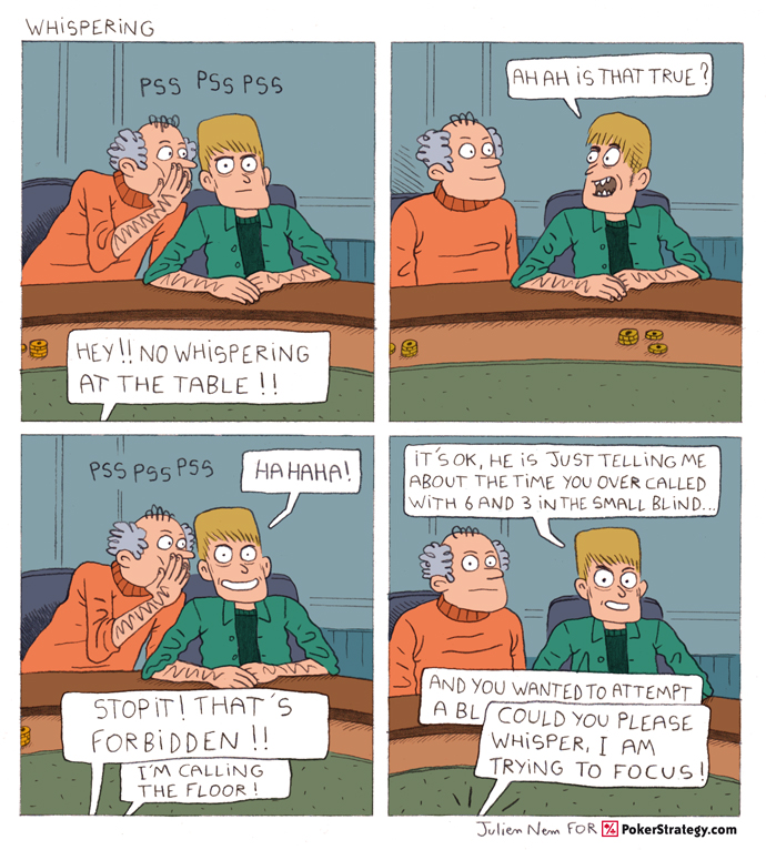 Grappige pokercartoon Whispering