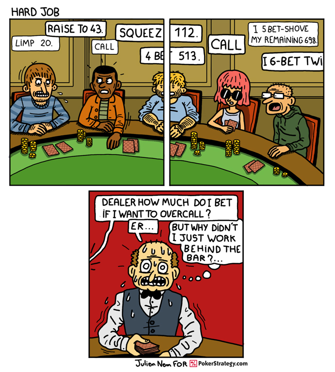 Grappige pokercartoon Dealer