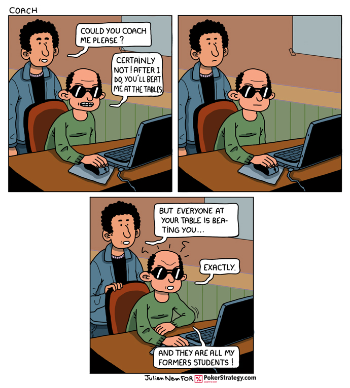 Grappige pokercartoon Coaching