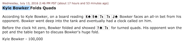 Kyle Bowker folds quads