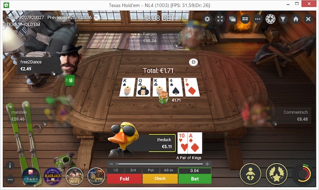 New Unibet poker screenshot
