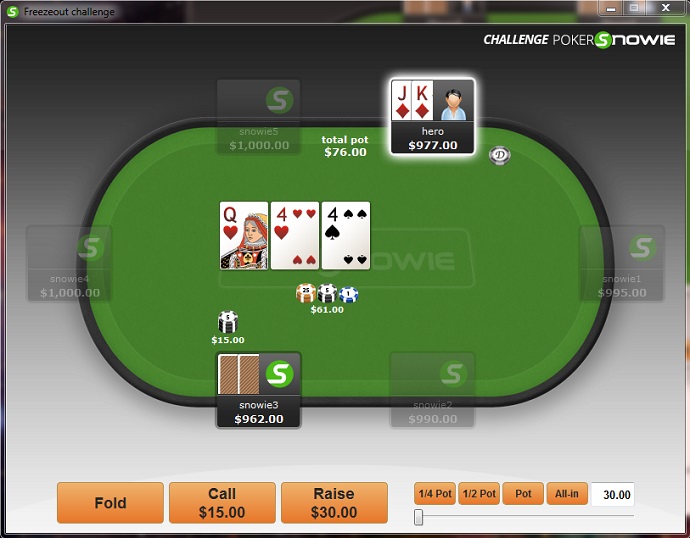 Snowie 1/4 pot bet