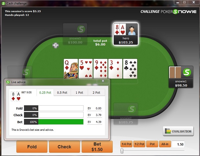 Snowie thin value bet