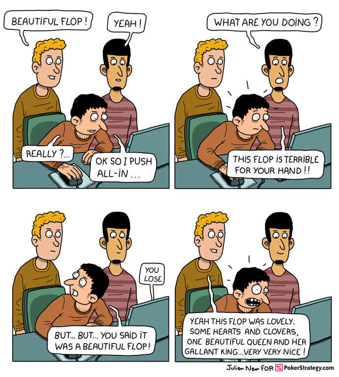 Grappige pokercartoon Flop