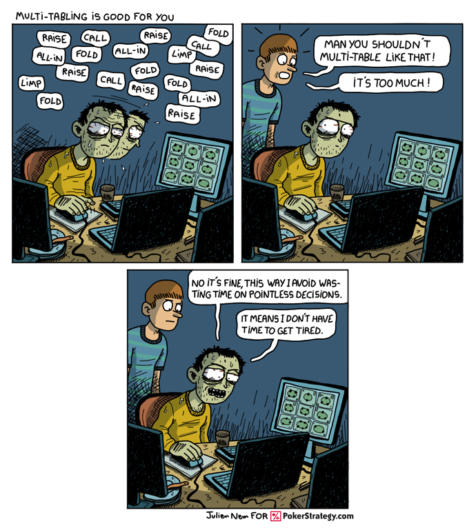 Grappige pokercartoon Decisions