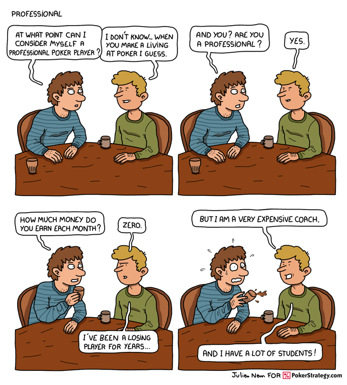 Grappige pokercartoon Poker player