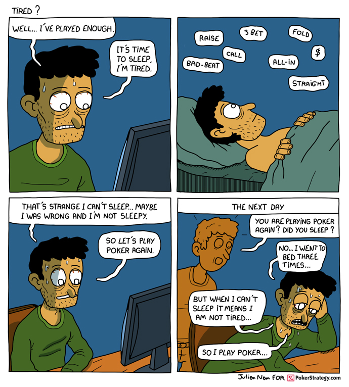 Grappige pokercartoon Sleep
