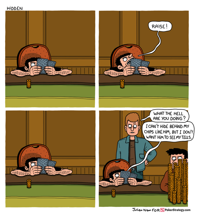 Grappige pokercartoon Poker tells