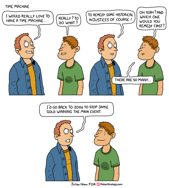 Grappige pokercartoon Jamie Gold