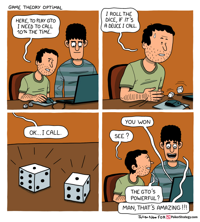Grappige pokercartoon GTO Poker