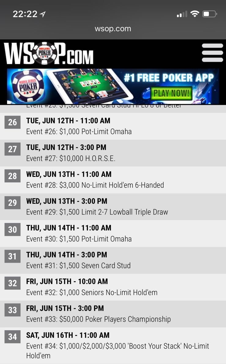 wsop schedule leak