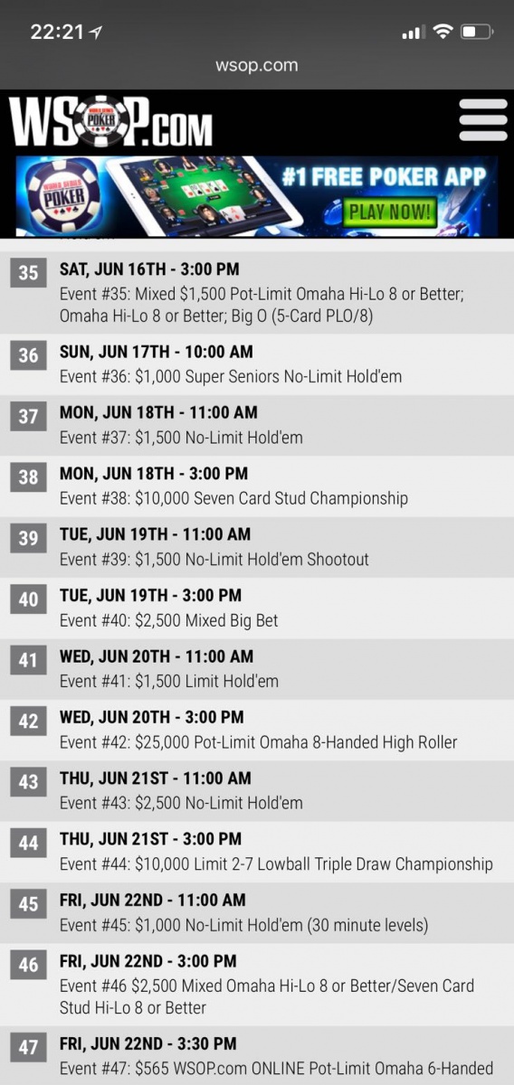 wsop schedule leak