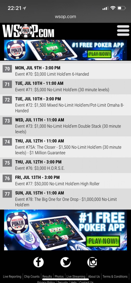 wsop schedule leak
