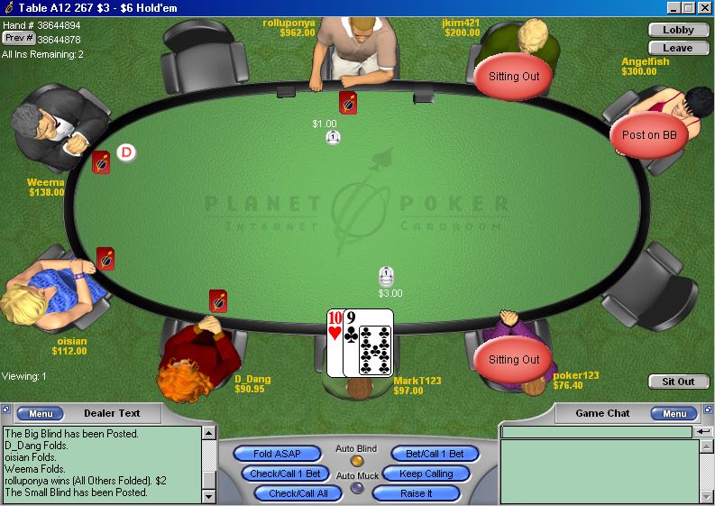 Planet Poker screen