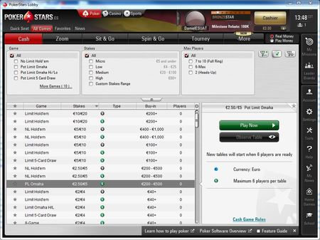 pokerstars lobby