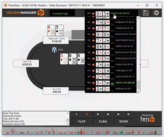 Hold'em Manager 3 handreplayer
