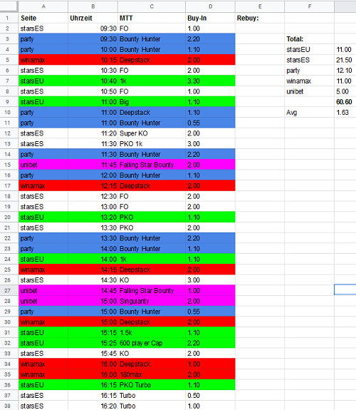 Senderson Poker Schedule