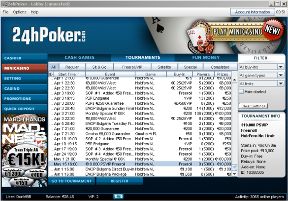24hPoker Freeroll Screenshot