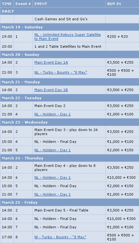 EPT Schedule
