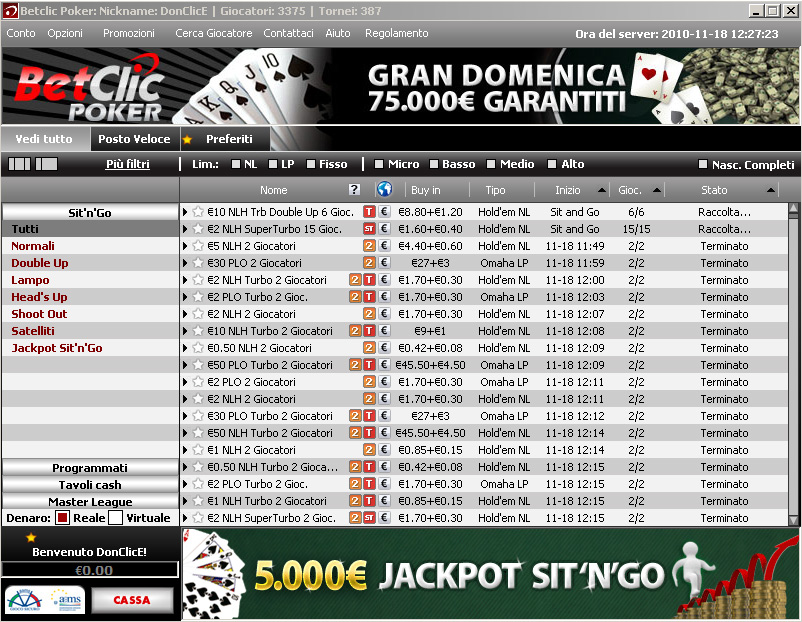 Lobby di BetClic.it